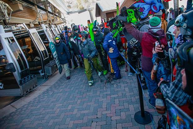 Guests gather in line to catch their first ride up Vail&#039;s Gondola One for the 2018-19 season on Wednesday, Nov. 14.