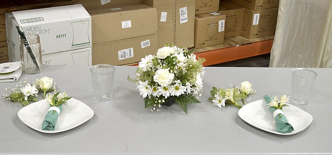 A look at a completed floral arrangement.