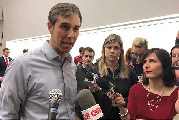 Beto O&#039;Rourke in Madison, Wis., on Feb. 15. The Democratic candidate for president will visit Northern Nevada on Thursday.