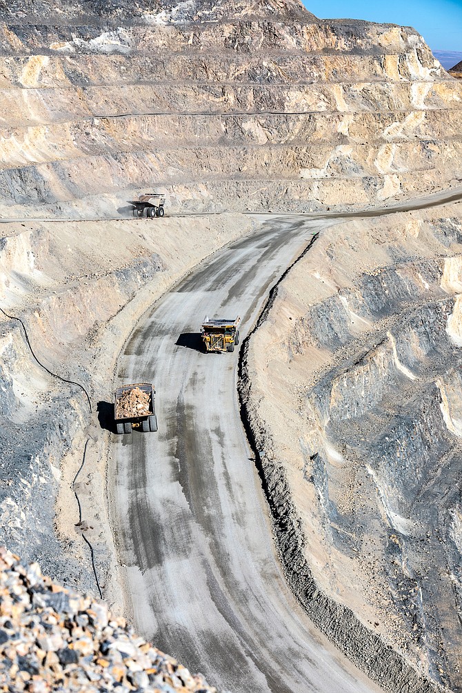 Haul trucks from the Cortez open pit mine now move ore to a former Newmont facility, which shortens the haul journey for Nevada Gold Mines.