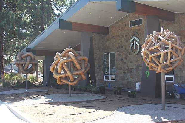 Sculptures by local artist Malcolm Tibbetts give Cowork Tahoe a unique look.
