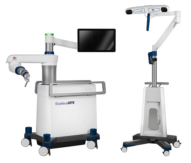The ExcelsiusGPS robotic navigation platform is the first technology to combine a rigid robotic arm and full navigation capabilities for precise trajectory alignment in spine surgery.