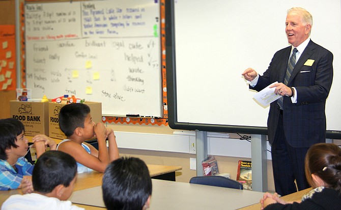 Michael Dermody, CEO of Dermody Properties, speaks to local youth in this file photo.