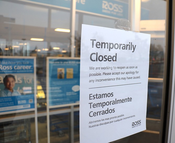 The Ross Stores location at Ridgeview Plaza in Northwest Reno is closed the afternoon of March 18, a day after Gov. Steve Sisolak ordered all nonessential businesses to shut down for 30 days due to the coronavirus pandemic.