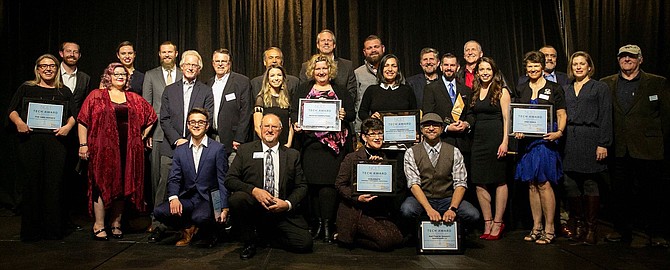 Winners from the 2019 NCET Tech Awards pose with NCET President/CEO Dave Archer in April 2019.