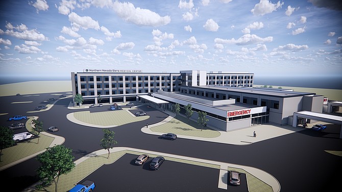 A rendering of the Sierra Medical Center, which will include 350,000 square feet of hospital and medical office space, that is projected to open in South Reno in 2022. 