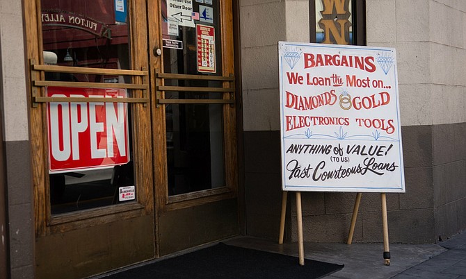 A pawn shop in downtown Reno on Saturday, May 9, 2020.