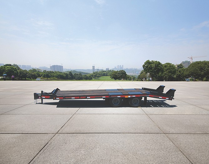 An example of a tilt-bed trailer manufactured by Texas-based Interstate Trailers.