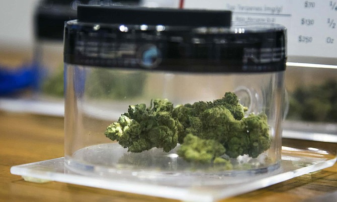 Cannabis on display at Reef Dispensaries on Feb. 15, 2017.