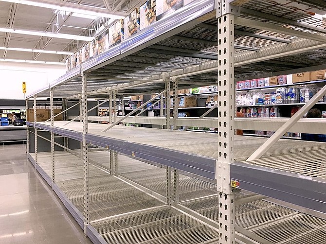 Grocery store shelves were bare of toilet paper on Nov. 20, hearkening back to the days of the March lockdown.