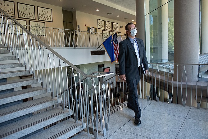 Nevada state Sen. Ben Kieckhefer, R-Carson City, is seen Aug. 5, 2020. during the sixth day of the 32nd Special Session of the Legislature in Carson City.