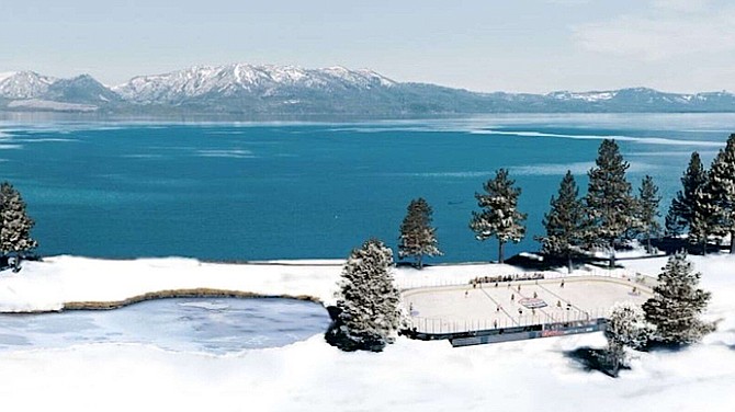 A rendering of what the ice rink will look like at Edgewood Tahoe off the lake&#039;s south shore.